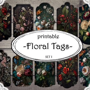 Floral Junk Journal Tags, Printable Tags, Junk Journal Supplies, Scrapbooking Supplies, Ephemera, Printable Paper, Labels Printable, Collage