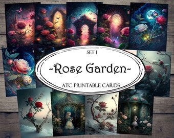Rose Garden ATC Cards: Printable Junk Journal Ephemera (Digital Download)