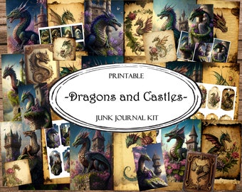 Dragons and Castles Junk Journal Kit: Printable Ephemera (Digital Download)