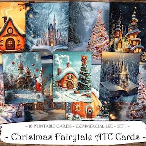 Christmas Fairytale ATC Cards, ACEO, Printable Cards, Junk Journal Kit, Ephemera, Collage Sheets, Scrapbook Supplies, Journal Supplies
