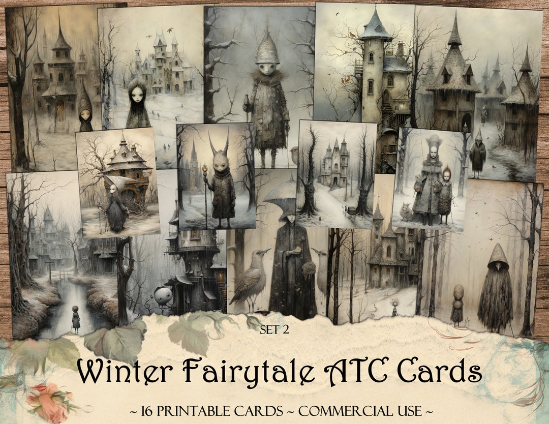 Winter Fairytale ATC Cards, Printable Cards, Junk Journal Kit ...