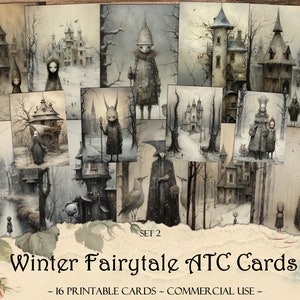 Winter Fairytale ATC Cards, Printable Cards, Junk Journal Kit, Scrapbooking, Printable Ephemera, Scrapbook Supplies, Card Making, Craft