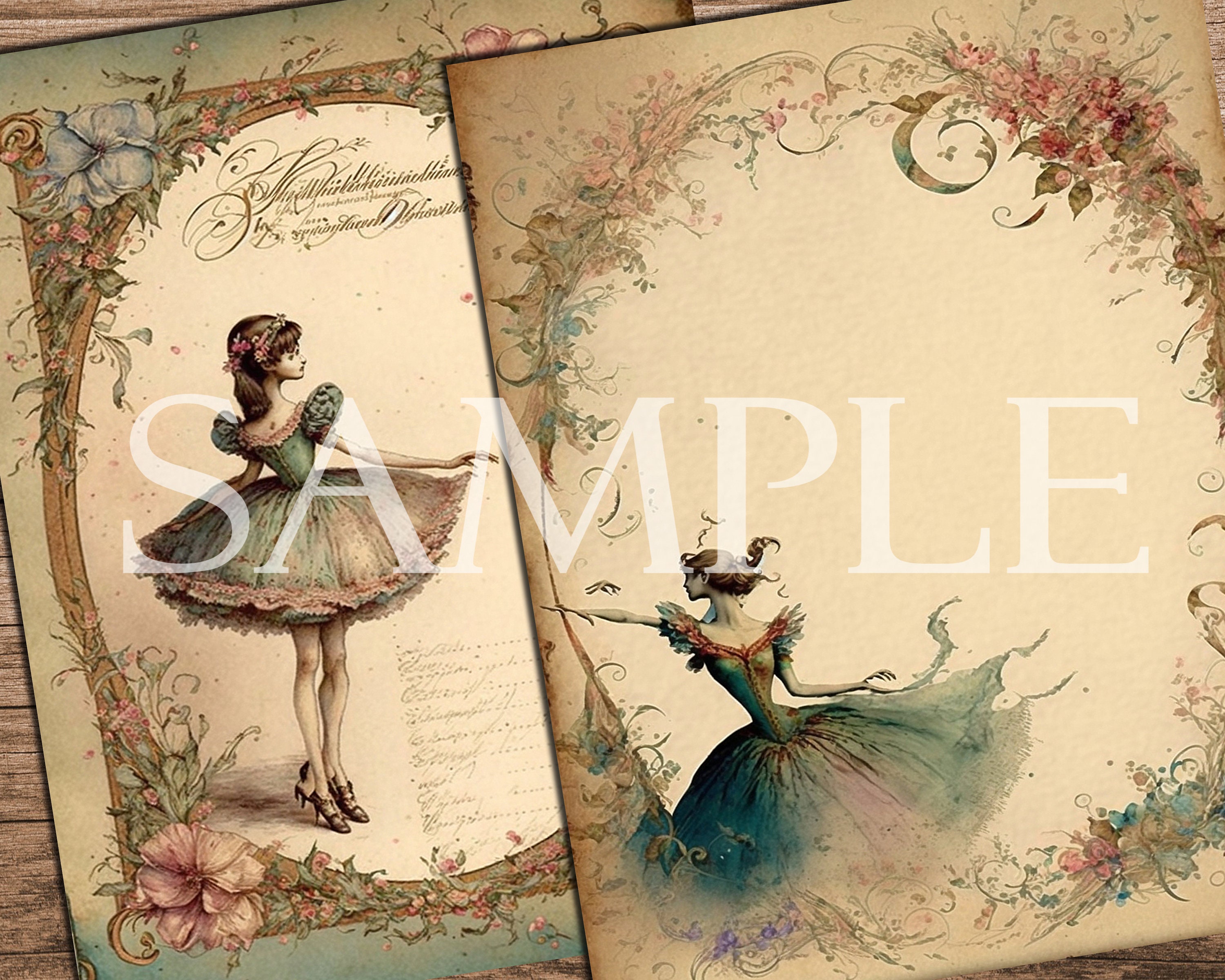 Printable Ballerinas Journal Papers Scrapbooking Pages Junk - Etsy