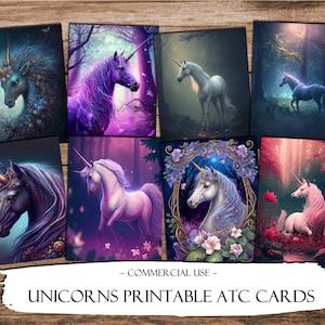 Unicorns Printable ATC Cards, Junk Journal Cards, Digital Paper, Printable Journaling Cards, Digital Download, Scrapbooking, Ephemera,Craft