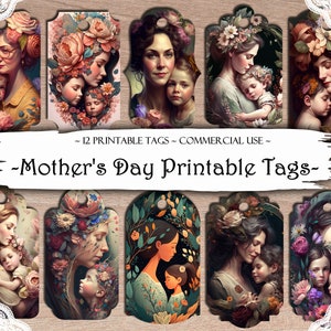 Mother's Day Journal Tags, Printable Tags, Junk Journal Supplies, Scrapbooking Supplies, Ephemera, Printable Paper, Labels Printable, Craft