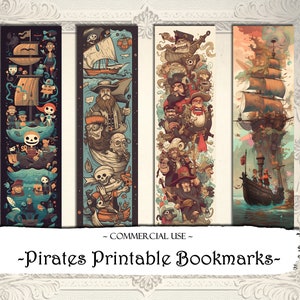 Pirates Printable Bookmarks, Digital Bookmarks, Bookmarks Set, Junk Journal Embellishments, Scrapbooking, Printable Ephemera, Tags, Craft