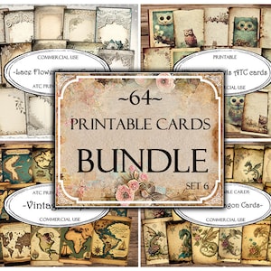 Printable ATC Cards, Junk Journal Cards, Digital Paper, Printable Journaling Cards, Ephemera Pack, Scrapbooking Kit, Journal Supplies Bundle