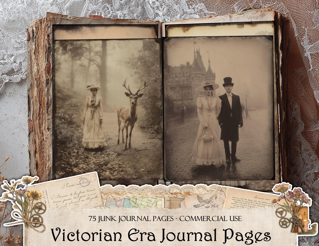 75 Victorian Era Junk Journal Pages, Vintage Printable Ephemera ...