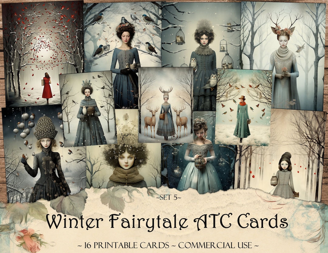 Winter Fairytale ATC Cards, Printable Cards, Junk Journal Kit ...