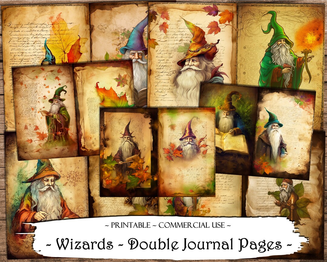 Wizard Journal Ringed Wizards Journal Pages: Ephemera Scrapbook Kit (digital Download) - Etsy