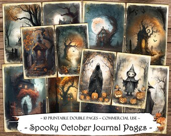 Spooky October Journal Pages: Printable Ephemera (Digital Download)
