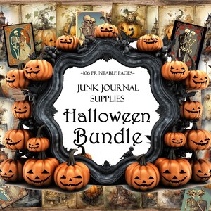 Halloween Printable Junk Journal Supplies Bundle, Junk Journal Kit, Scrapbooking, Ephemera, ATC Cards, Journal Pages, Printable Pages, Craft