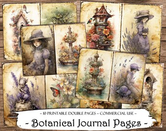 Botanical Journal Pages: Printable Ephemera, Collage Sheets (Digital Download)