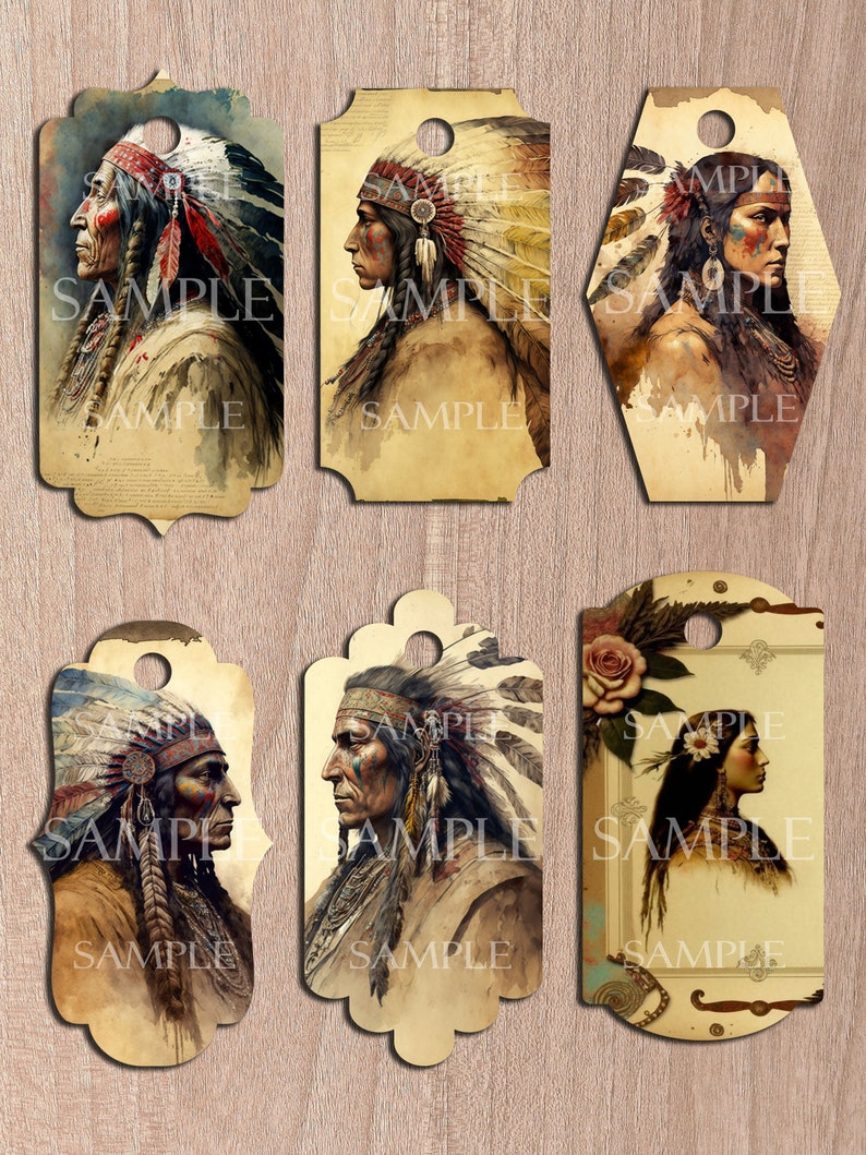 Native Tag Native Americans Junk Journal Tags: Printable Ephemera (digital ...