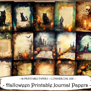 Halloween Journal Papers, Scrapbooking Pages, Junk Journal Pages, Ephemera, Junk Journal Kit, Scrapbook Supplies, Digital Paper, Paper Craft