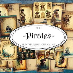 Pirates Junk Journal Kit: Druckbare Ephemera, ATC Karten (Digitaler Download)