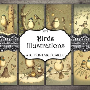 Birds ATC Cards: Printable Ephemera for Junk Journals (Digital Download)