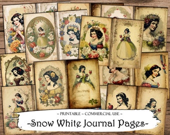 Páginas del diario de Blancanieves: Kit imprimible de efímeras (descarga digital)