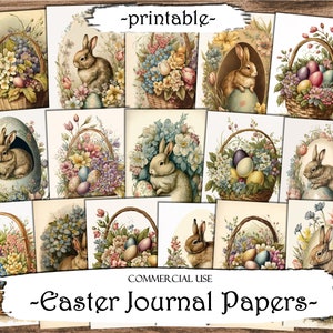 Paasdagboekpapieren, Scrapbookingpagina's, Ongewenste dagboekpagina's, Ephemera, Ongewenste tijdschriften, Plakboekbenodigdheden, Digitaal papier, Afdrukbare vellen