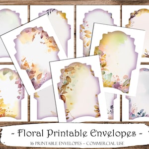12 Floral Envelopes, Junk Journal Envelopes, Junk Journal Supplies, Shabby Envelopes, Printable Envelopes, Scrapbooking, Ephemera, Craft