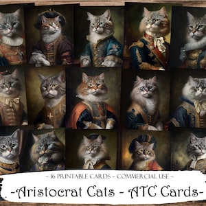 Aristocrat Cats ATC Cards, Junk Journal Cards, Digital Paper, Printable Journaling Cards, Digital Download, Scrapbooking, Ephemera, Craft