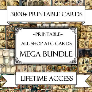 Oltre 3000 carte ATC stampabili, carte di giornale spazzatura, carta digitale, carte di giornale stampabili, download digitale, scrapbooking, effimere, artigianato