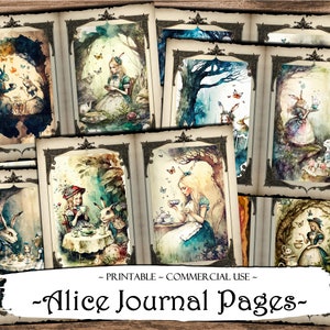 Alice Journal Pages, Junk Journal Kit, Journaling Supplies, Scrapbooking Pages, Junk Journal Pages, Ephemera, Scrapbook Supplies, Printable