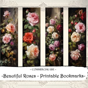 Roses Printable Bookmarks, Digital Bookmarks, Bookmarks Set, Junk ...