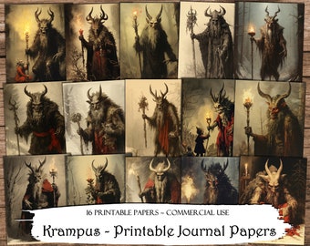 Krampus Printable Journal Papers: Collage & Scrapbooking (Digital Download)