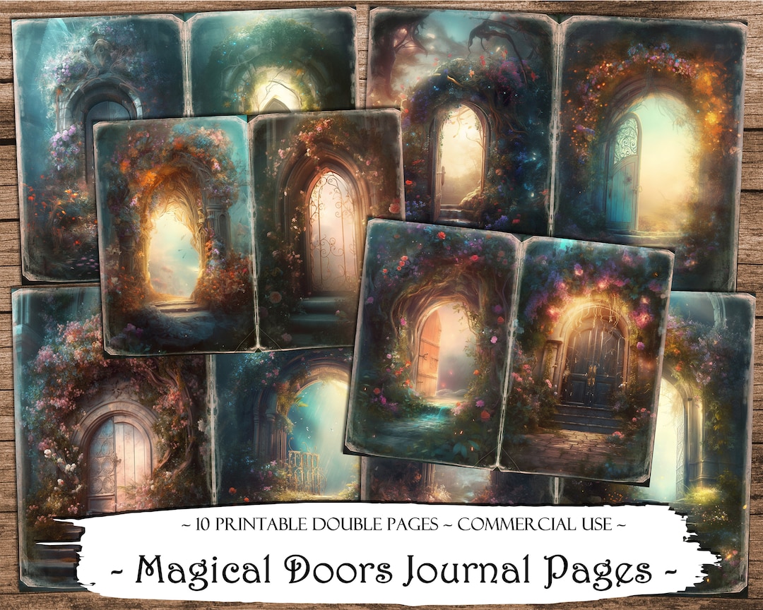Magical Doors Journal Pages, Junk Journal Kit, Scrapbooking, Printable