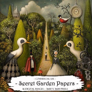 Secret Garden Digital Paper Pack: Druckbares Scrapbook Kit (digitaler Download)