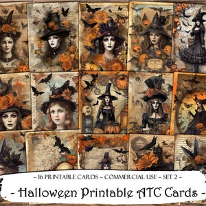 Halloween ATC Cards, Junk Journal Cards, Digital Paper, Printable Journaling Cards, Digital Download, Scrapbooking, Ephemera, Paper Craft