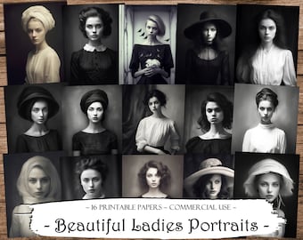 Ladies Portrait Printable Papers: Junk Journal & Scrapbook Kit (Digital Download)