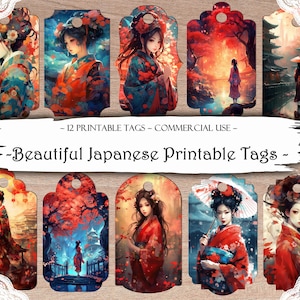 Belles étiquettes de journal indésirable japonais, étiquettes imprimables, fournitures de journal indésirable, fournitures de scrapbooking, papier imprimable éphémère, étiquettes