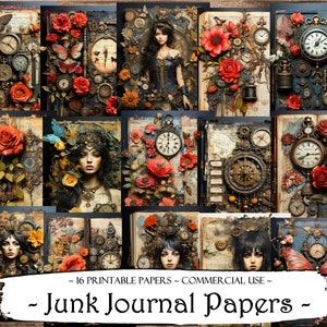 Steampunk Junk Journal Kit: Printable Collage Ephemera (Digital Download)