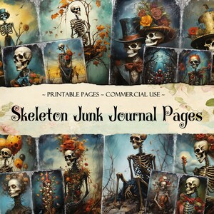 Skeleton Junk Journal Pages: Printable Ephemera Kit (Digital Download)