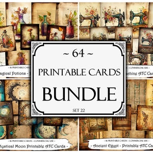 Printable ATC Cards, Junk Journal Cards, Digital Paper, Printable Journaling Cards, Junk Journal Kit, Scrapbooking, Ephemera, Collage Sheets