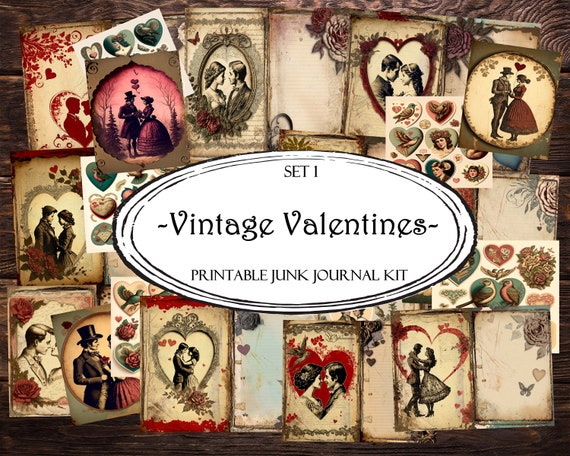 Vintage Valentines Junk Journal Kit, Junk Journal Supplies, Junk Journal  Ephemera, Scrapbooking Supplies, Ephemera Pack, Journal Printable 
