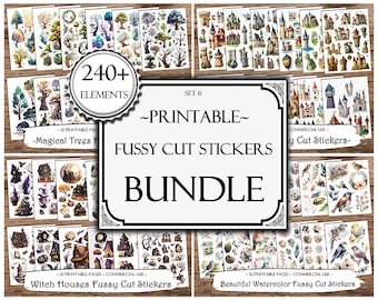 Fussy Cut Stickers Bundle: Junk Journal Ephemera (240+ Elements)