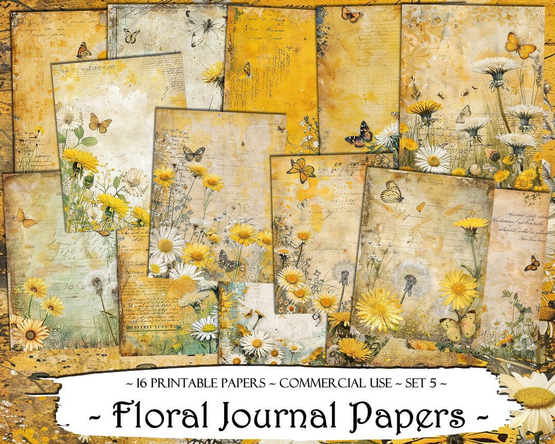 Floral Junk Journal Kit: Printable Scrapbook Paper (digital Download ...