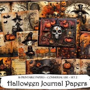 Halloween Journal Papers, Scrapbooking Pages, Junk Journal Pages, Ephemera, Junk Journal Kit, Scrapbook Supplies, Digital Paper, Paper Craft