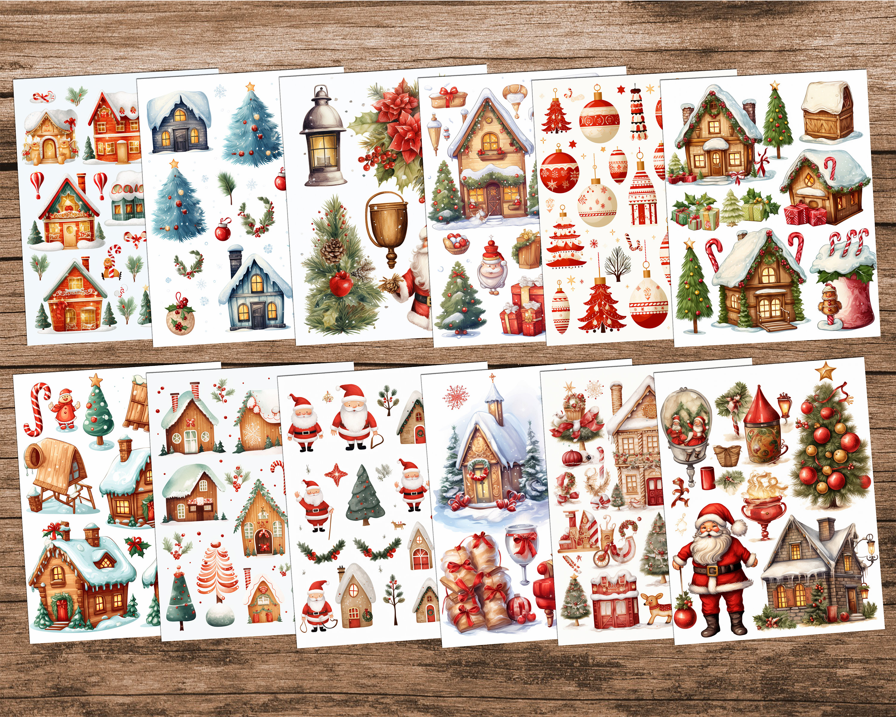 Christmas Fussy Cut Stickers: Holiday Scrapbook Ephemera (printable) - Etsy