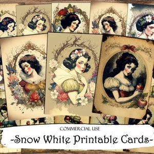 Snow White Junk Journal Cards: Printable Ephemera (Digital Download)