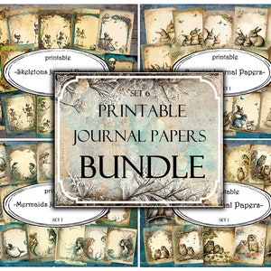 Junk Journal Papers BUNDLE (6), Junk Journal Printable, Collage Sheets, Digital Paper, Scrapbooking, Ephemera Pack, Printable Pages, Craft