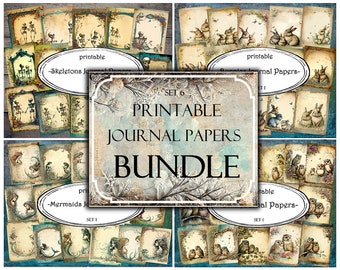 Junk Journal Paper Bundle: Collage Ephemera, Scrapbooking (Digital Paper)