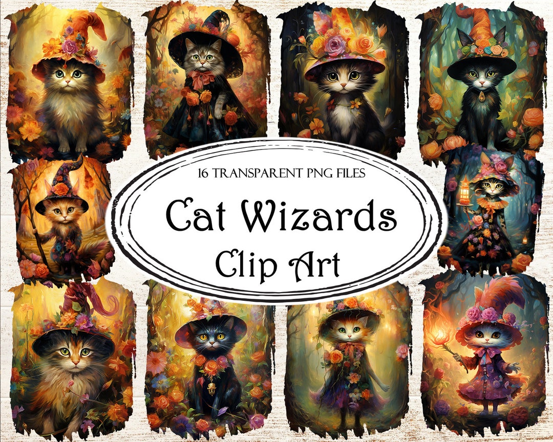 Cat Wizards Clip Art, PNG Files, Transparent PNG, Clipart Graphics ...