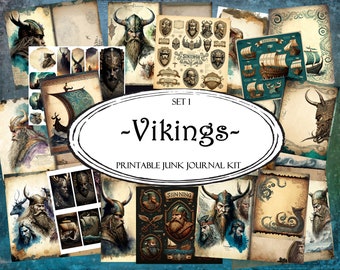 Vikings Junk Journal Kit, Junk Journal Supplies, Junk Journal Ephemera, Scrapbooking Supplies, Ephemera Pack, Journal Printable, ATC Cards