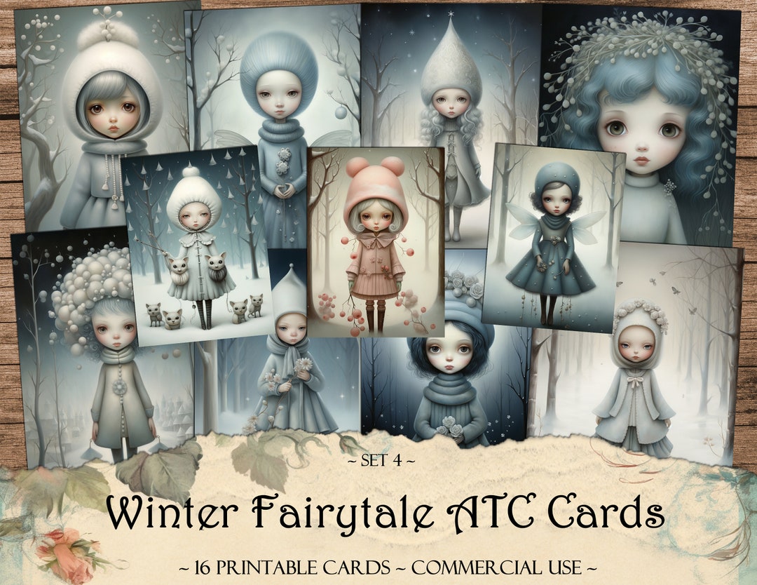 Winter Fairytale ATC Cards, Printable Cards, Junk Journal Kit ...