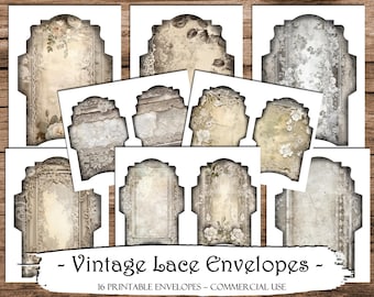 Vintage Lace Printable Envelopes: Shabby Chic Ephemera (Digital Download)