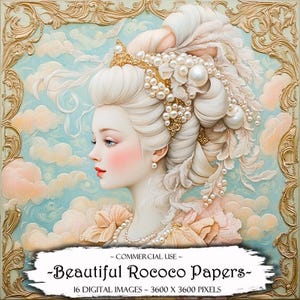 Bellissime carte Rococo, carte digitali, carte stampabili, kit di diario spazzatura, immagini digitali per scrapbooking, kit di sfondo per scrapbooking, artigianato